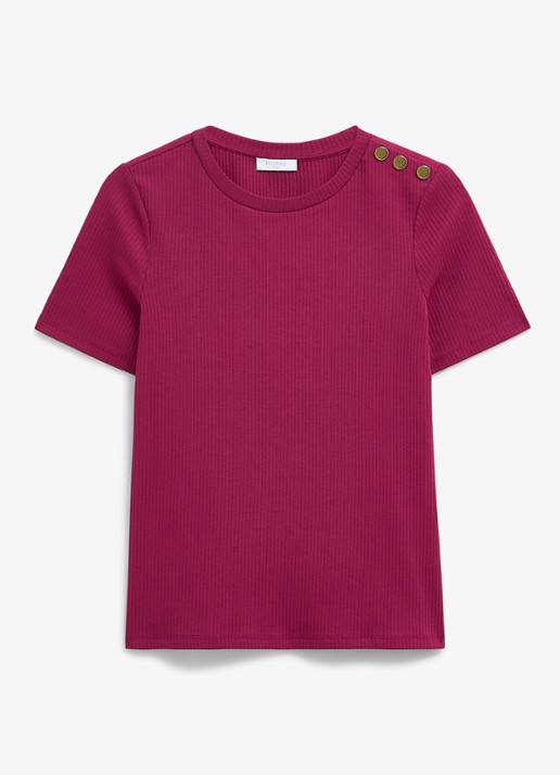 Hobbs Tamsin T-shirt met ribstructuur - voorkant 2 roze