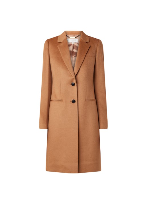 Hobbs Tilda mantel van wol met steekzakken - voorkant camel