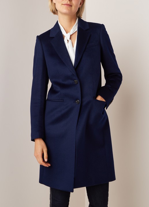 Hobbs Tilda mantel van wol met steekzakken - detail 4 donkerblauw