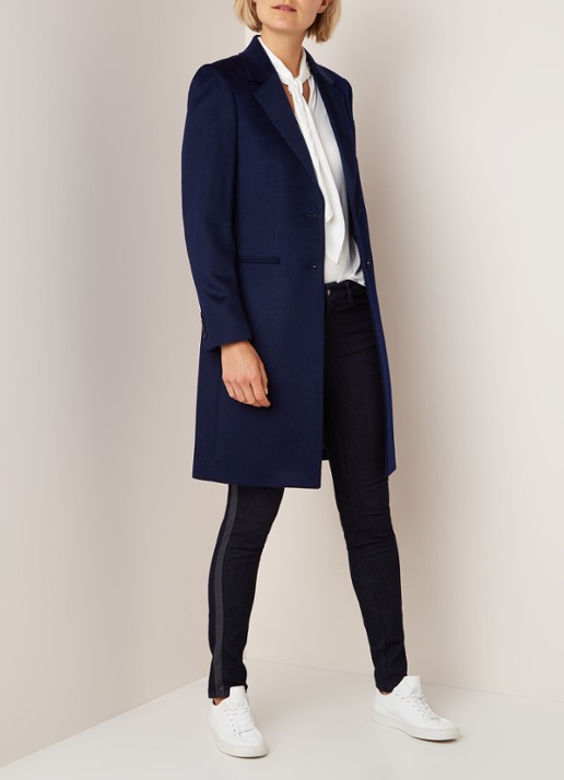 Hobbs Tilda mantel van wol met steekzakken - voorkant 3 donkerblauw
