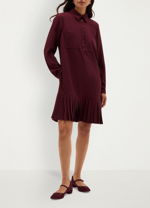 Hobbs Tina mini jurk met plooien - voorkant 2 paars