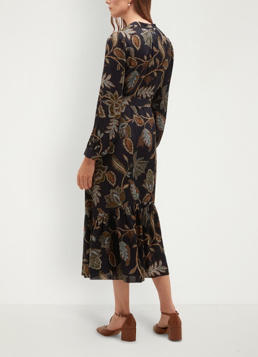 Hobbs Vespa midi jurk met bloemenprint - achterkant 3 donkerblauw