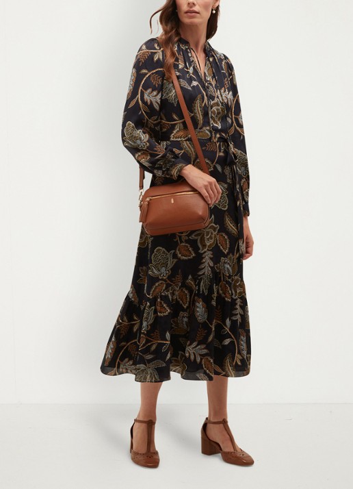 Hobbs Vespa midi jurk met bloemenprint - detail 5 donkerblauw