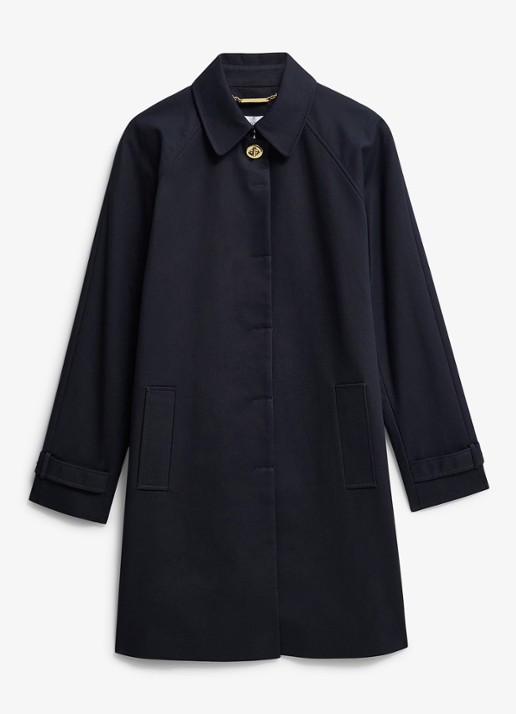 Hobbs Vivienne trenchcoat met steekzakken - voorkant donkerblauw