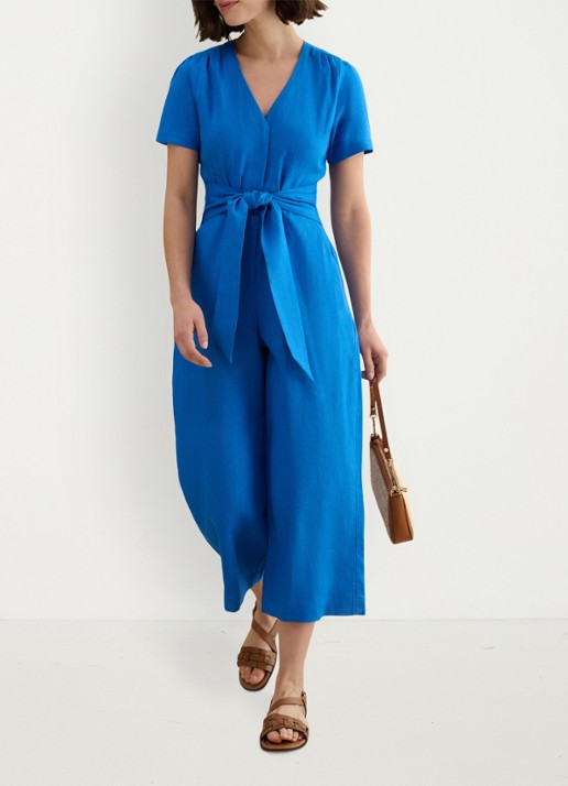 Hobbs Wide fit cropped jumpsuit met V-hals - detail 2 blauw