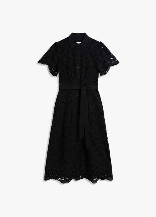 Hobbs Willa midi blousejurk met broderie en steekzakken