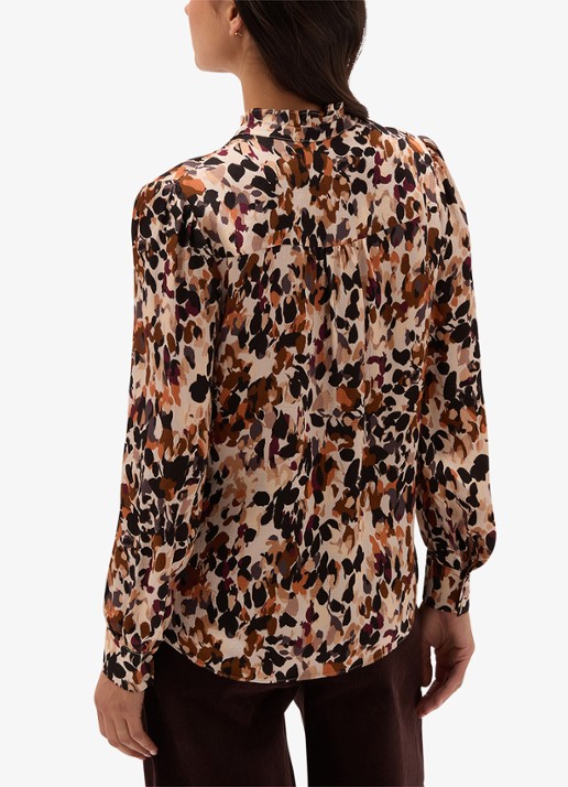 Hobbs Yasmina blouse met grafische print - achterkant bruin