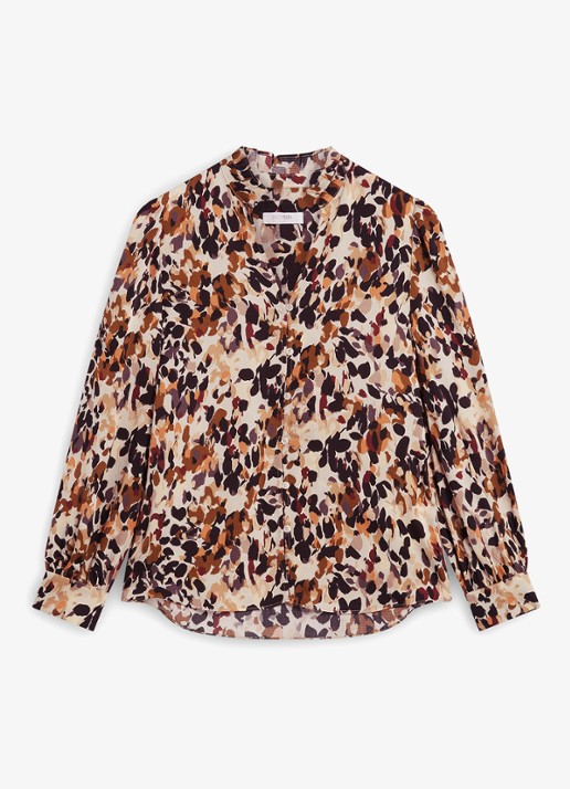 Hobbs Yasmina blouse met grafische print - voorkant 5 bruin