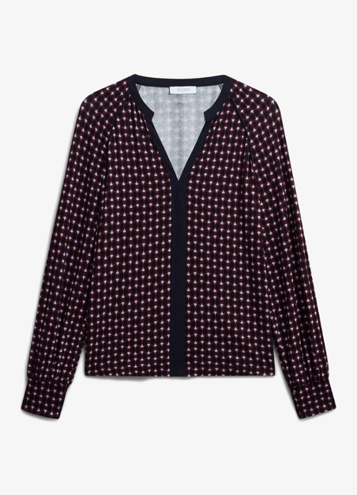 Hobbs Zelia tuniek met grafische print  - voorkant 6 bordeauxrood