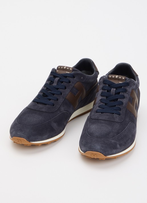 Hogan Allacciato sneaker van suède - detail 3 donkerblauw
