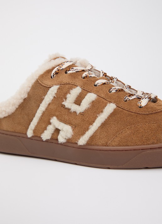 Hogan Cool muiltje van suède met schapenvacht - detail 5 cognac