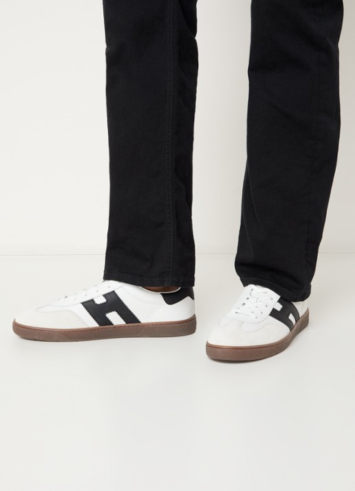 Hogan Cool sneaker van leer met suède details - voorkant 2 gebroken wit