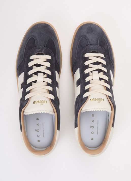 Hogan Cool sneaker van suède met logo - detail 5 donkerblauw