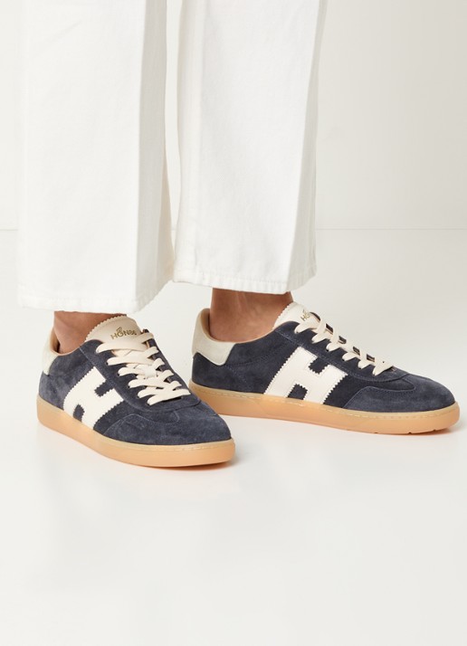 Hogan Cool sneaker van suède met logo - voorkant 2 donkerblauw