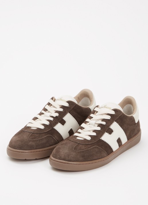 Hogan Cool sneaker van suède met logo - detail donkerbruin