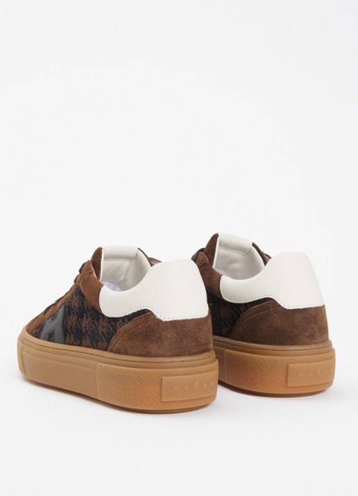 Hogan Crosswind H705 sneaker van suède met plateauzool - achterkant 6 kastanjebruin