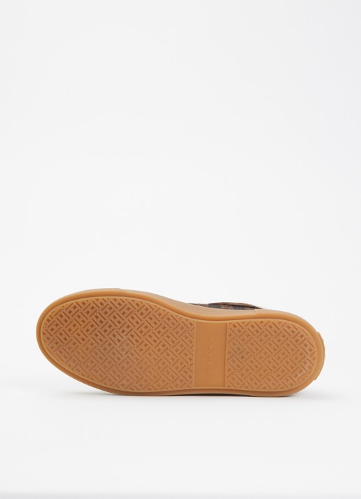 Hogan Crosswind H705 sneaker van suède met plateauzool - detail 4 kastanjebruin