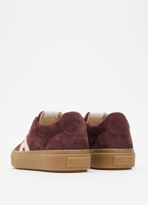 Hogan Crosswind H705 sneaker van suède met plateauzool - achterkant 2 bordeauxrood