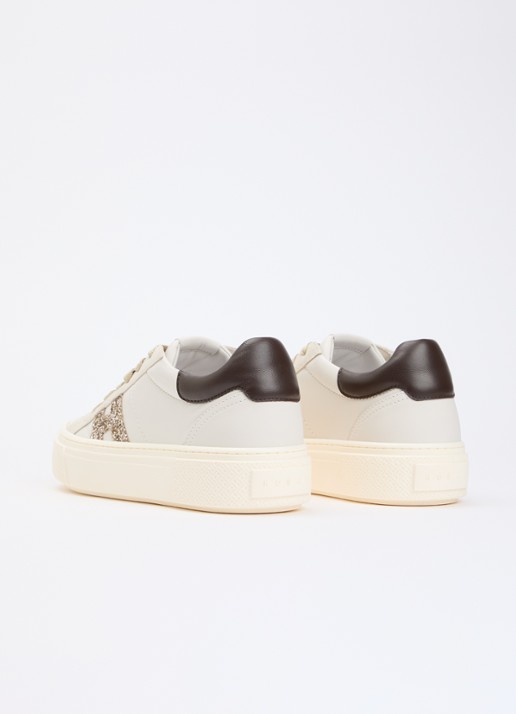 Hogan Crosswind sneaker van leer met suède details - achterkant 7 gebroken wit