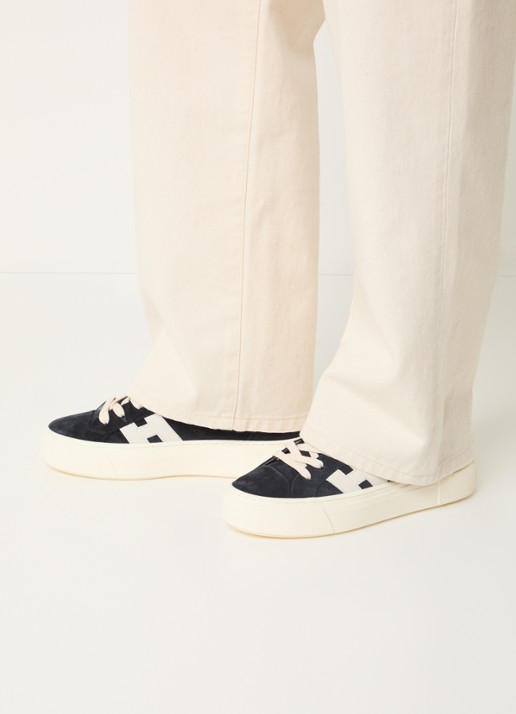 Hogan Crosswind sneaker van suède - voorkant 7 donkerblauw