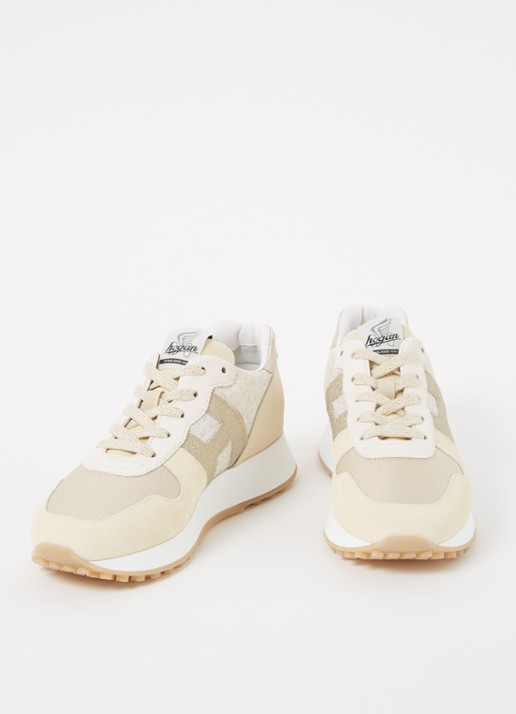 Hogan H383 sneaker met suède details - detail 2 vanillegeel