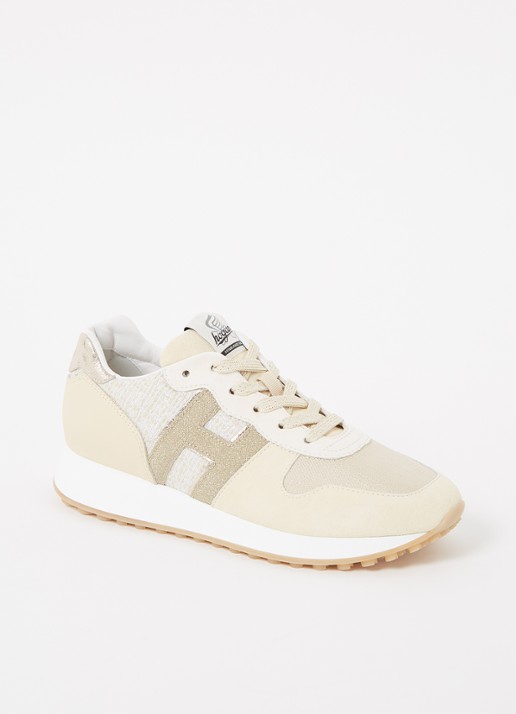 Hogan H383 sneaker met suède details - voorkant vanillegeel