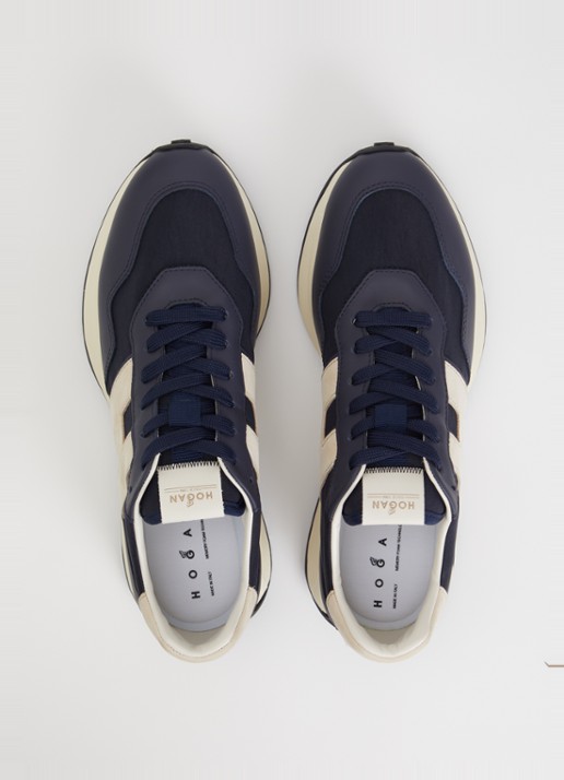 Hogan H601 sneaker met details van leer en nubuck - detail 3 donkerblauw