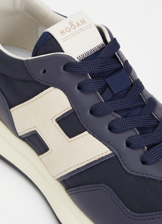 Hogan H601 sneaker met details van leer en nubuck - detail 5 donkerblauw
