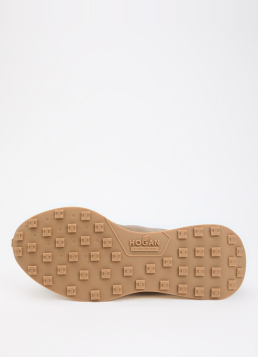 Hogan H601 sneaker van leer met details van suède - detail 4 lichtbruin
