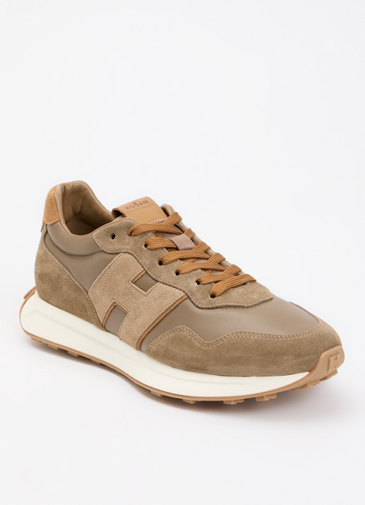 Hogan H601 sneaker van leer met details van suède