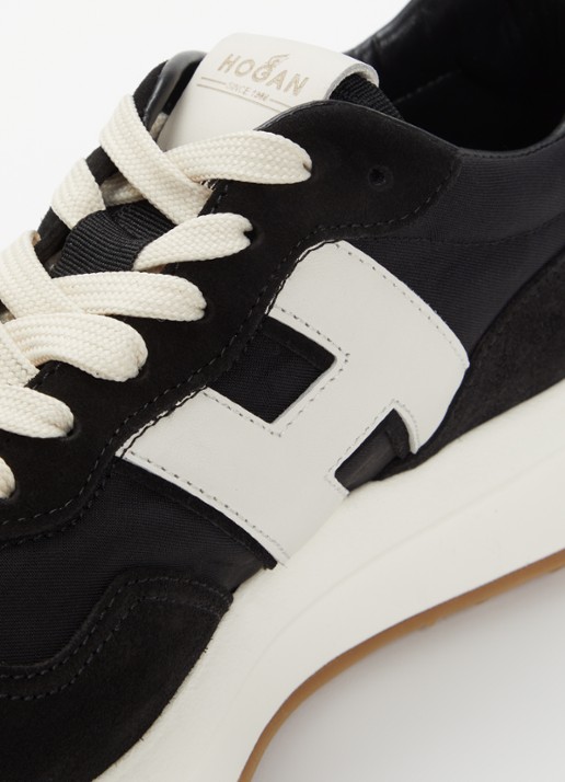 Hogan H601 sneaker van mesh met suède details - detail 5 zwart