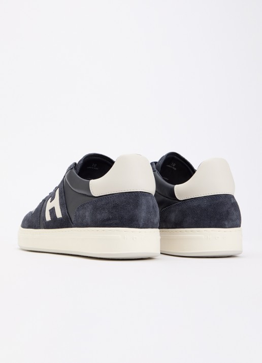 Hogan H668 H-TV sneaker van suède met details van leer - achterkant 6 donkerblauw