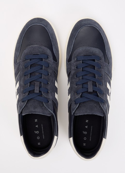 Hogan H668 H-TV sneaker van suède met details van leer - detail 2 donkerblauw