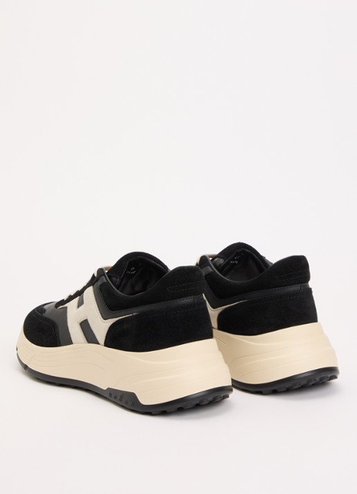 Hogan H669 sneaker van leer met suède details - achterkant 3 zwart