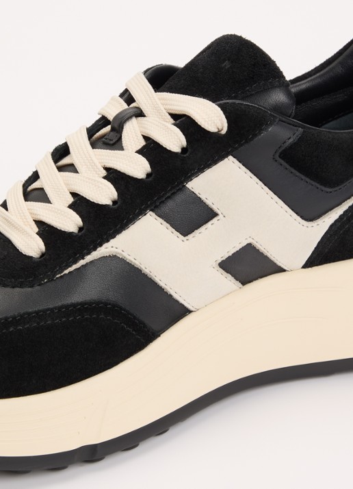 Hogan H669 sneaker van leer met suède details - detail 7 zwart