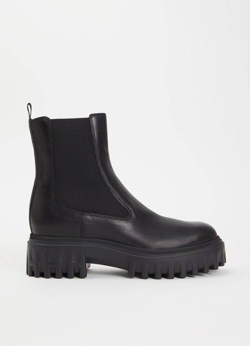 Hogan H700 chelsea boot van leer - voorkant zwart