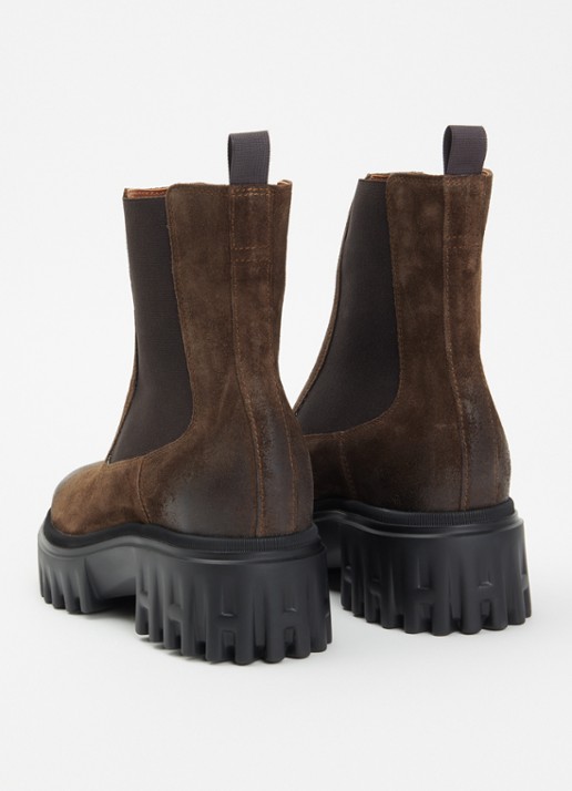 Hogan H700 chelsea boot van suède - achterkant bruin