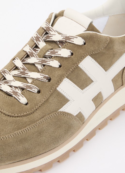 Hogan H701 86er sneaker van suède  - detail 4 olijfgroen