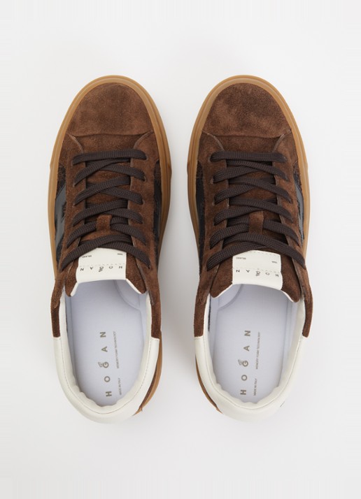Hogan H705 sneaker van suède met plateauzool - detail 4 beige