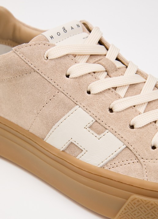 Hogan H705 sneaker van suède met plateauzool - detail 5 lichtroze