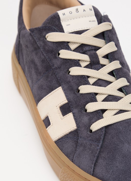 Hogan H705 sneaker van suède - detail 4 donkerblauw