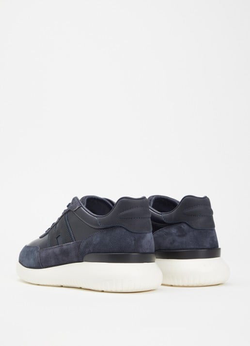 Hogan H709 sneaker van leer met details van suède - achterkant donkerblauw