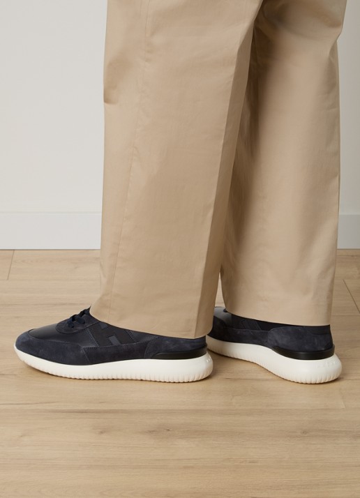 Hogan H709 sneaker van leer met details van suède - voorkant 7 donkerblauw