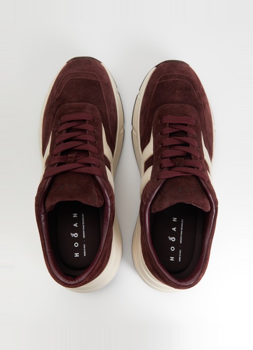 Hogan Hifi sneaker van suède - detail 2 bordeauxrood
