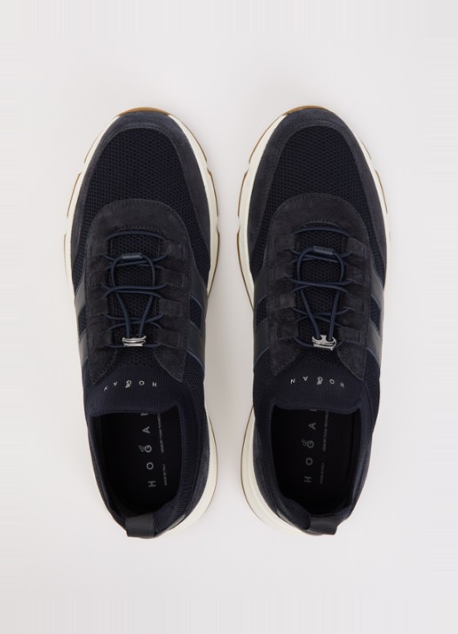 Hogan Hyperlight sneaker met suède details - detail 4 donkerblauw