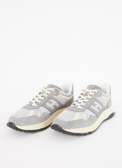 Hogan Hyperlight sneaker van leer met mesh details  - detail 4 grijs