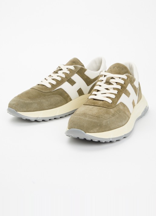 Hogan Hyperlight sneaker van suède met details van leer - detail 2 olijfgroen