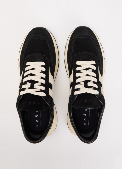 Hogan Hyperlight sneaker van suède met details van leer  - detail 4 zwart