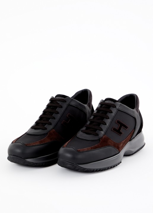 Hogan Interactive sneaker met suède en leren details - detail 3 zwart