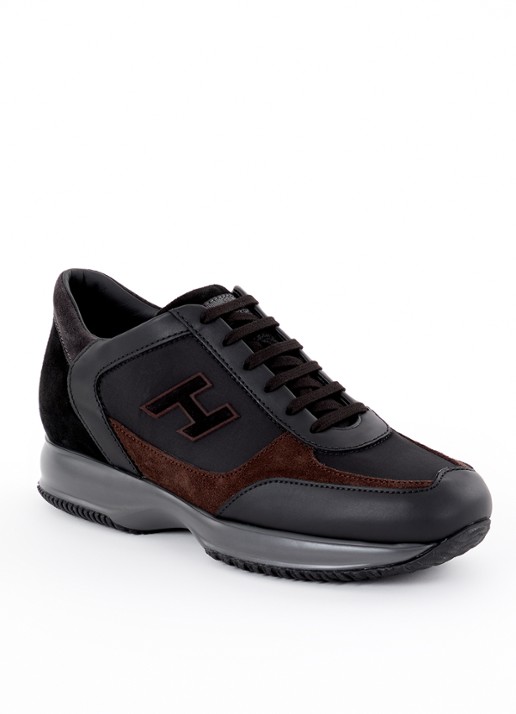 Hogan Interactive sneaker met suède en leren details - voorkant zwart